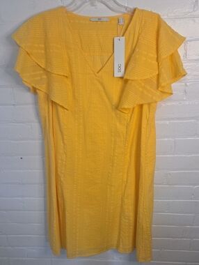 Esprit Bright Yellow Ruffle Midi Dress